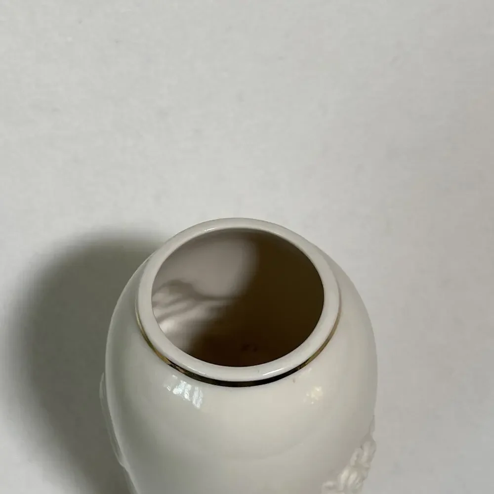 LENOX Rose Blossom Bud Vase Ivory Porcelain Gold Trim